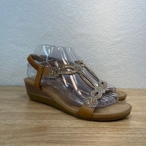 SAIMEITU Gold sling back wedge sandals‎ size 39
